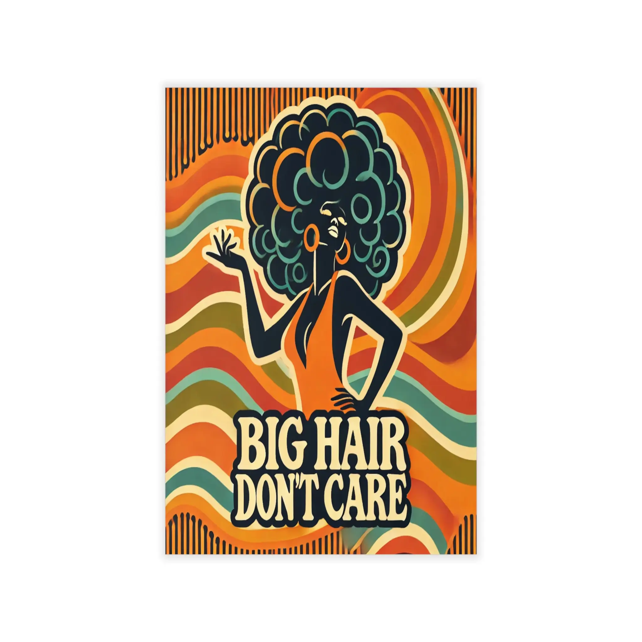 Retro Wall Decal for Home or Buisness Big Hair Don't Care Wall Decal Funky 70s Hair Salon Decor Retro Wall Sticker for Bedroom Decor