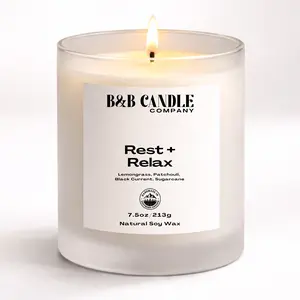 Rest + Relax Scented Candle – Spa Day Aromatherapy Blend – 7.5 oz