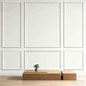 White Peel and Stick Wall Molding Kit - Accent Frame Premade Board and Batten Wall Panel Kit - Self Adhesive Moulding Panel -  to Assemble Art Decorative Arch Wall Molding (50"x40"x20")