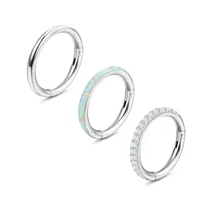 Women's stainless steel nose ring set, suitable for all seasons of hypoallergenic jewelry, casual style, size 8-10mm, hinged nose ring