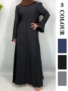 Muslim Ramadan Dress 🌙✨Modest Muslim Outfits, Must-Have Muslim Sister, Textured Button Robe, 3 Colors, 5 Sizes, Nida Fabric, Comfortable for Daily Wear
