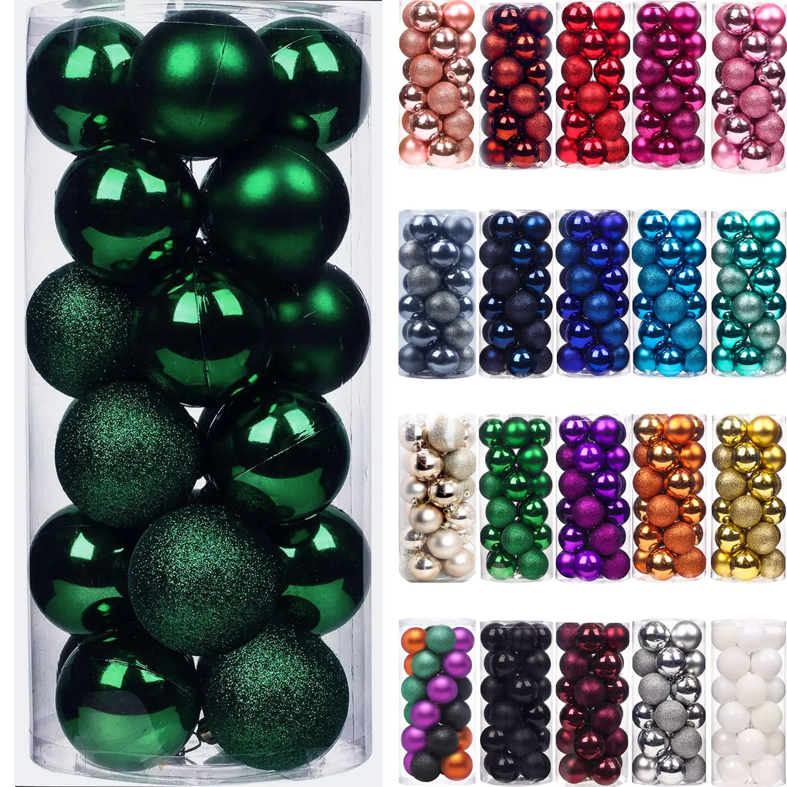 24Pcs Mini Christmas Balls Ornaments for Xmas Christmas Tree - 1.2 Inch Shatterproof Christmas Tree Decorations Hanging Ball for Holiday Wedding Party Decoration Dark Green