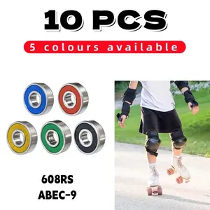 10 Pieces Abec-9 608 Skateboard Bearings, High Performance Carbon Steel Sealed Bearings, 8x22x7mm, Durable and Fast Wear Resistant
