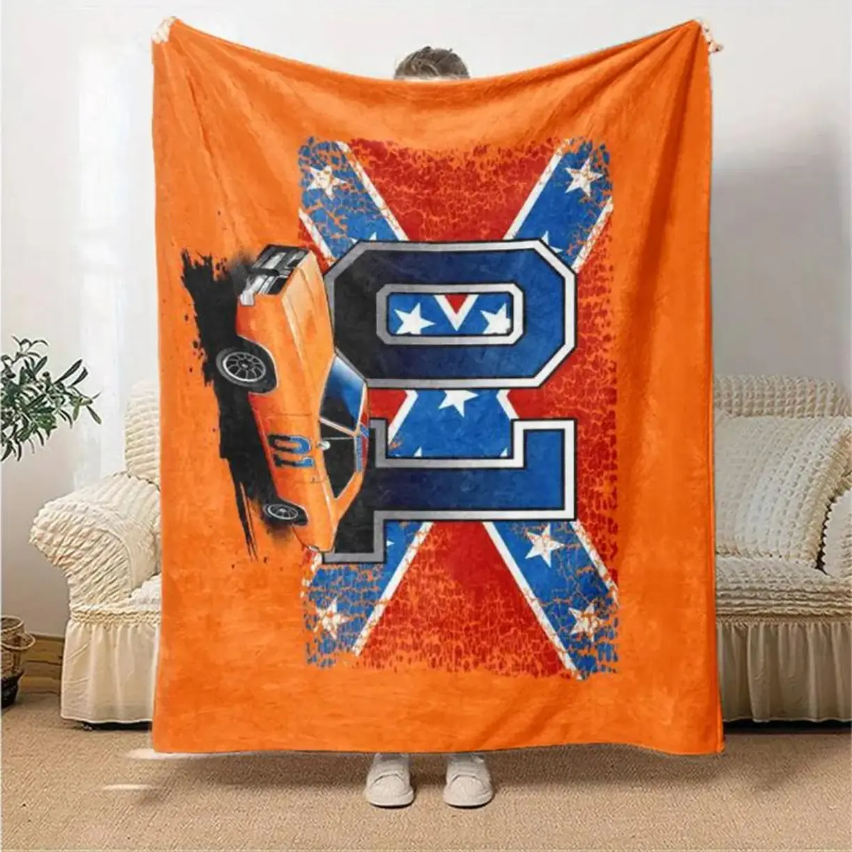 The Dukes of Hazzard Geometric Print Anti-Slip Velvet Plush Blanket - Soft, Wrinkle-Resistant All-Season Throw for Beds & Sofas, Christmas Gift for Friends Family