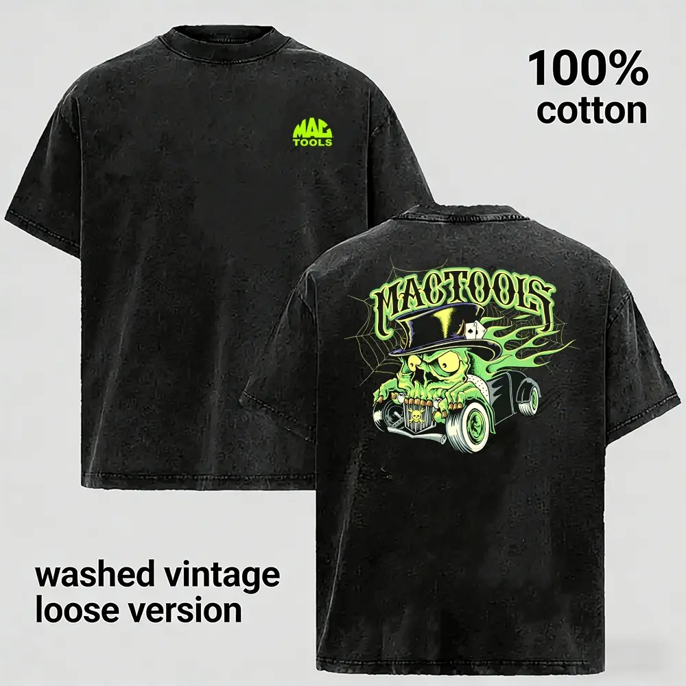 Men’s Vintage Washed Hot Rod Skull Graphic T-Shirt 100% Cotton Oversized Garage Tee, Retro Monster Rat Rod Streetwear Shirt, Heavyweight Gothic Racing Graphic Top, Soft Breathable Mechanic Style Gift for Car Lovers