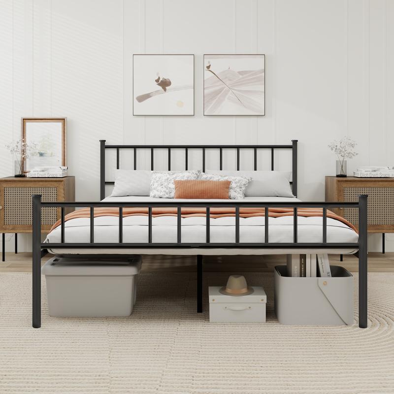 Metal  Heavy Duty Platform Bed Frame with Headboard Sturdy Steel Slats Support No Box Spring Needed Easy Assembly TwinSteel Slat Bed Frame