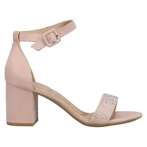 CL by Laundry Womens Jolly Rhinestone Block Ankle Strap Dress Sandals Mid Heel 2-3" - Pink