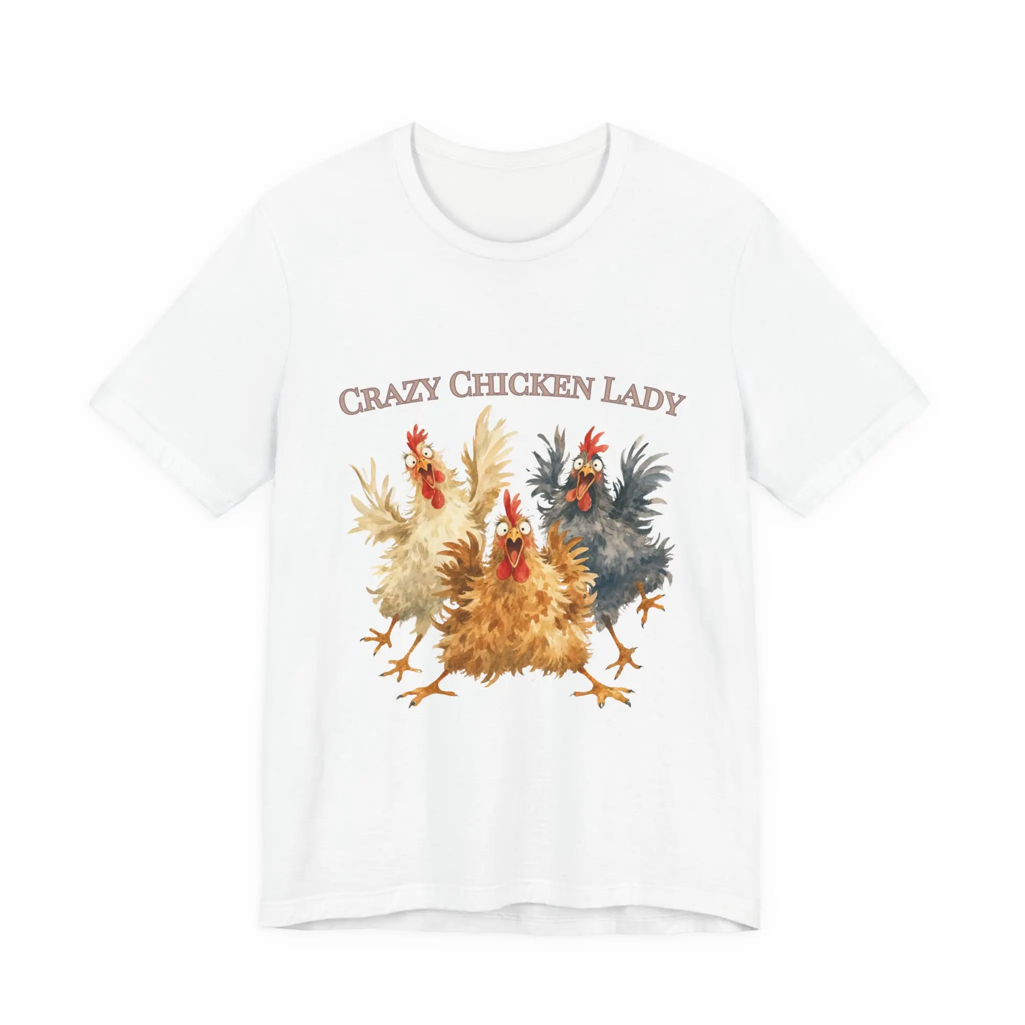 Crazy Chicken Lady roosters T-Shirt | Farmyard hen illustration