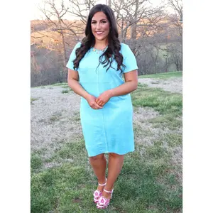 Sally Suede Dress - Aqua Blue