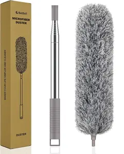 SetSail Extra-Long Microfiber Duster with 100-in Stainless Steel Extension Pole, Bendable Washable Head for High Ceilings, Ceiling Fans, Furniture