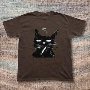 Cat Smoking Baby Tee – Y2K Vintage Cartoon Aesthetic Top