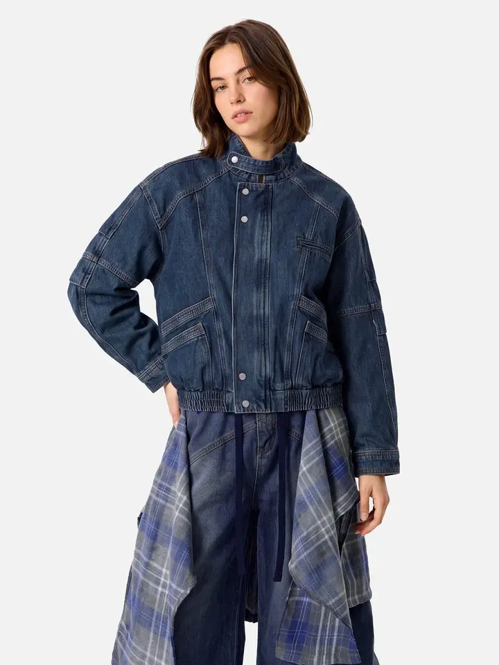 Aelfric Eden Boxy Washed Denim Jacket Stand Collar Multi Pocket Oversized Jean Jacket Vintage Casual Unisex Streetwear Aelfric Eden Boxy Washed Denim Jacket Stand Collar Multi Pocket Oversized Jean Jacket Vintage Casual Unisex Streetwear