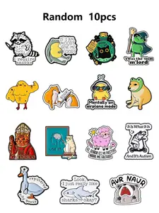 10 Random Cute Cartoon Animal Enamel Badges, Durable Metal Pins, Durable Zinc Alloy Material, Perfect for Backpacks, Collars, Clothes, Gifts