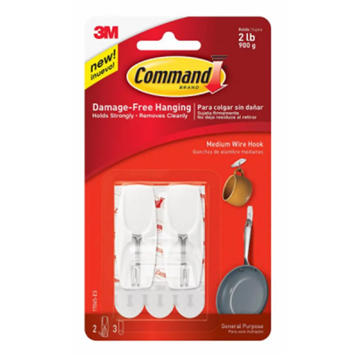 212 MAIN White Medium Toggle Storage Hooks, 3M Company 17065-ES, Removable, Damage-Free Hanging, Strong Hold, 2-Count per Pack (4 Packs Total), Removable Hooks