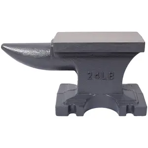 24LB/55LB Cast Iron Anvil with Single Round Horn and Stable Base for Bending Shaping and Twisting Gray
