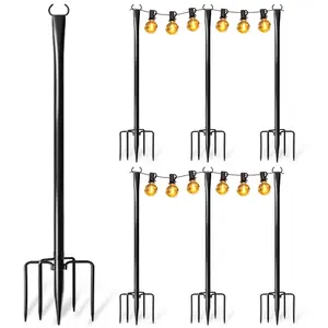 6pack 10Ft Outdoor light poles,, made of metal, sturdy, comes with installation accessories, labor-saving, outdoor light string brackets, strong grip. Steel