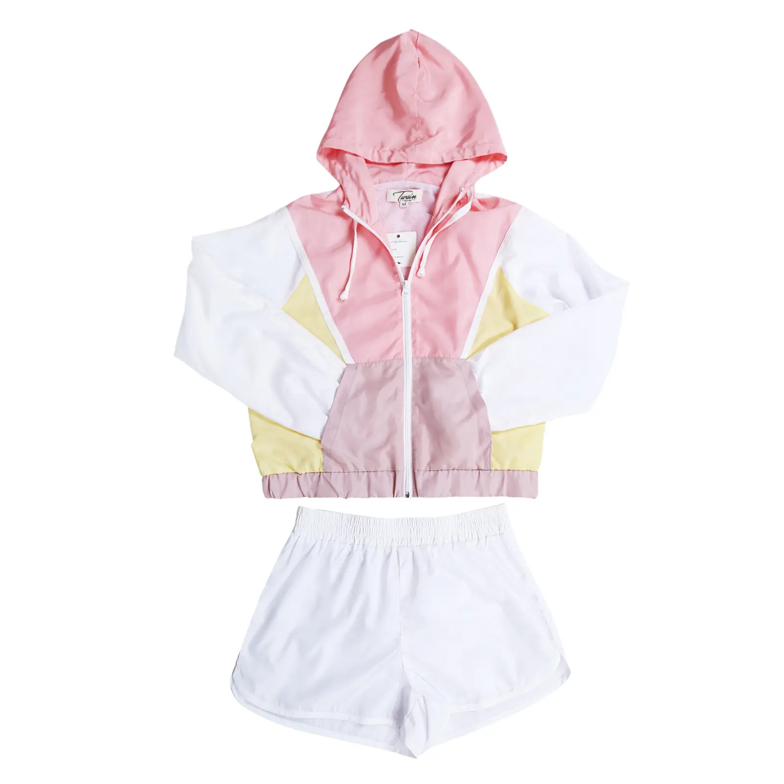 Women's Hooded Lightweight Water Resistant Shell Windbreaker Outdoor Jacket Suit Womenswear Zipper Adjustable Coats Comfortable Elastic