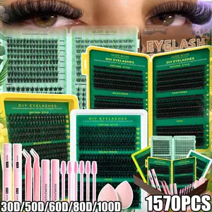 High-capacity false eyelashes, packaged in a gift box, featuring a variety of styles with a mix of 8-16mm lengths. Includes false eyelashes, 2 sets of dual-head adhesive, 2 removers, 2 tweezers, 6 brush applicators, and 2 beauty sponges.