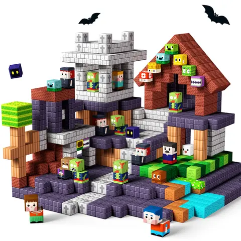 GobiDex ZomBlock Magnetic Building Blocks 48/100PCS 1-Inch Blocks, STEM Game-based Novelty Building Toys in Gift Package for Kids Ages 3-12