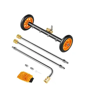 16-Inch Pressure Washer Undercarriage Cleaner With Two Wheels And Two Extended Wands, Heavy-Duty Vehicle Undercarriage Scrubber Attachment, Durable Steel Frame, Quick-Connect Compatibility, Ideal For Mud, Dirt, Grime Removal