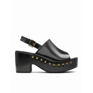 Cider BUCKLE STUDDED PLATFORM MULE SANDALS