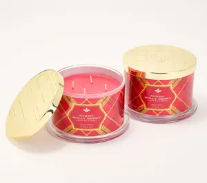 HomeWorx by Slatkin + Co. Set of (2) 18oz Nordic Holly Berry Candles