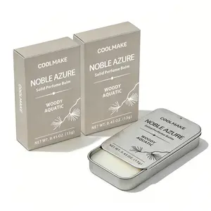 【BUY 1 GET 1 FREE】COOLMAKE Solid Perfume for Men - Noble Azure (Sea Salt & Sandalwood) , Long-Lasting, Natural Alcohol-Free Balm,Pocket-Size Solid Perfume for Travel Gifts Gentle Breezes Gentle On Skin