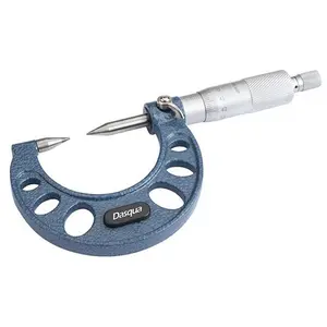 Dasqua Chrome Satin Point Micrometer, 0-1in Range, Web Thickness Measurement Tool, 0-Adjust Feature, Automotive & Motorcycle Car Repair Diagnostic Tool, Zero Adjust