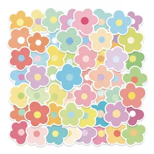 56 Pcs Macaron Color Flower Stickers, Girl Heart Series, Decal Sticker, for Scrapbook, Scrapbooking, Diary, Laptop, Water Bottle, Car, Positive Message Gift, Funny Stickers, DIY Sticker