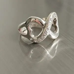 950 Solid Silver Heart Infinite Design Ring -  Size 8