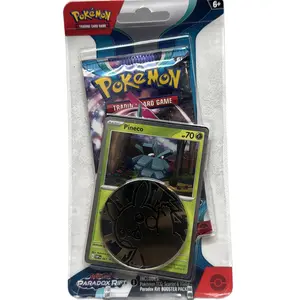 Scarlet & violet paradox rift booster pack with promo card and coin
