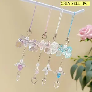 Mobile phone pendant Y2K mobile phone chain fashion pendant bow hanging rope mobile phone rope cute girl key rope mobile phone hanging rope jewelry gift