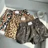 3 pieces, American retro street style ethnic sexy casual, Loose leopard print+camouflage spots+ full print elastic waist sports shorts, suitable for daily commuting and outdoor wear, versatile for women in summer
