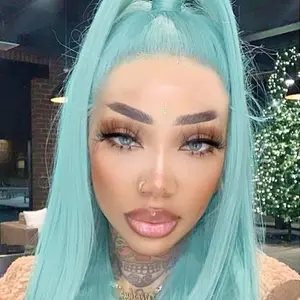 Aodbar hairs Mint Green Long Straight Silky Hair Heat Resistant Fiber Hair  13*4 HD Lace Front Synthetic Hair Glueless Teal Color Long Straight Wig Easily Put On Wig