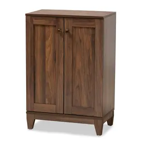Baxton Studio Nissa Modern Shoe Cabinet, Walnut Brown