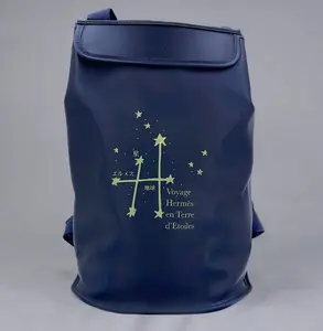 Pre-owned HERMÈS As Seen On Screen As Seen On Screen M393 HERMES Navy Nylon Constellations Backpack $1399