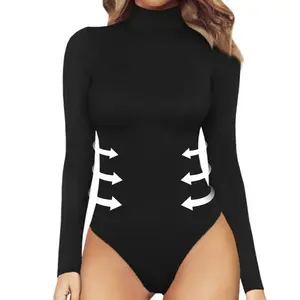 Women’s High Neck Long Sleeve Bodysuit Soft Lightweight Stretch Fabric, Slimming Fit, Perfect for Daily Wear, Basic, and Fall Fashion, Layering Tops Womenswear Minimalist Basic