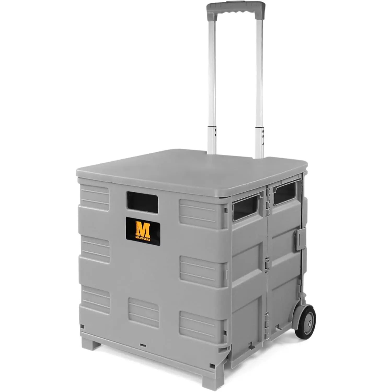 50876 Collapsible Gray Rolling Folding Dolly Grocery Cart - Multi-Functional Teacher Dolly with Extra Storage, Durable Wheels, and Easy-to-Fold Design for Classroom, Office, Shopping