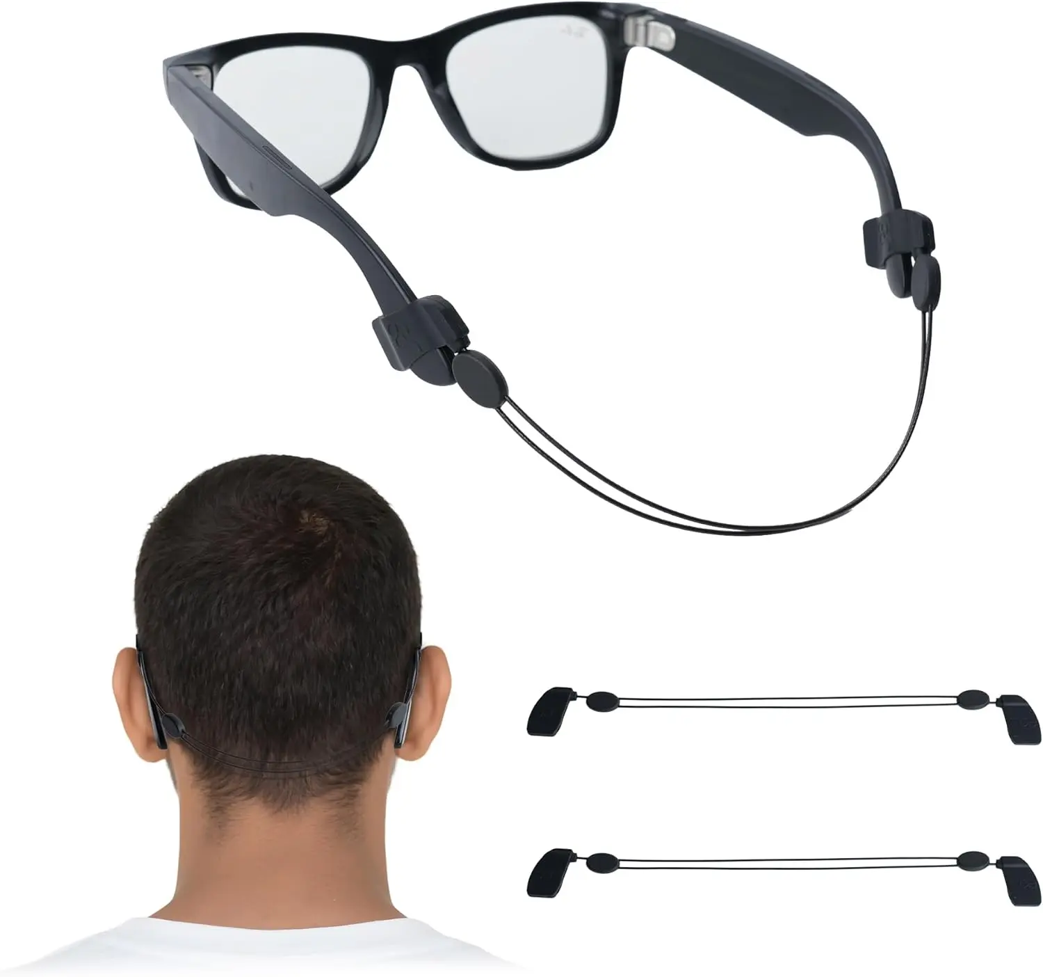 SummerVibes HiBloks 2-Piece Adjustable Beads Breathable Tailless Silicone Eyeglass Strap - 15in Holder for Smart Glasses, Meta Glasses Gen 2, HSTN Wearable Accessories for Commute, Indoor, Outdoor Activities, Silicone Beads, Great Gift