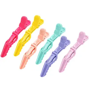 Pastel Alligator Hair Clips 6 Pack - Professional Styling Clips for Women, Non-Slip Design, Wide Teeth & Double-Hinged, Salon Quality Hair Clips for All Hair Types (Mixing Colors)