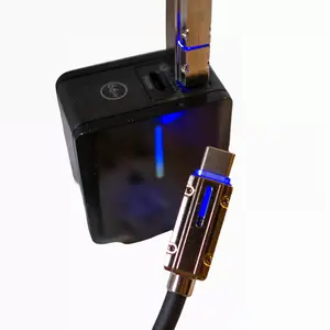 "Chaos Charger" is a USB-C 4 in 1 Cell Phone Charging Cable & 38W Dual Port Wall Adapter  – Includes Legacy Detachable Lightning & USB-A connectors, Stainless Steel Build, Blue LED Power Indicator (⌐▨_▨)