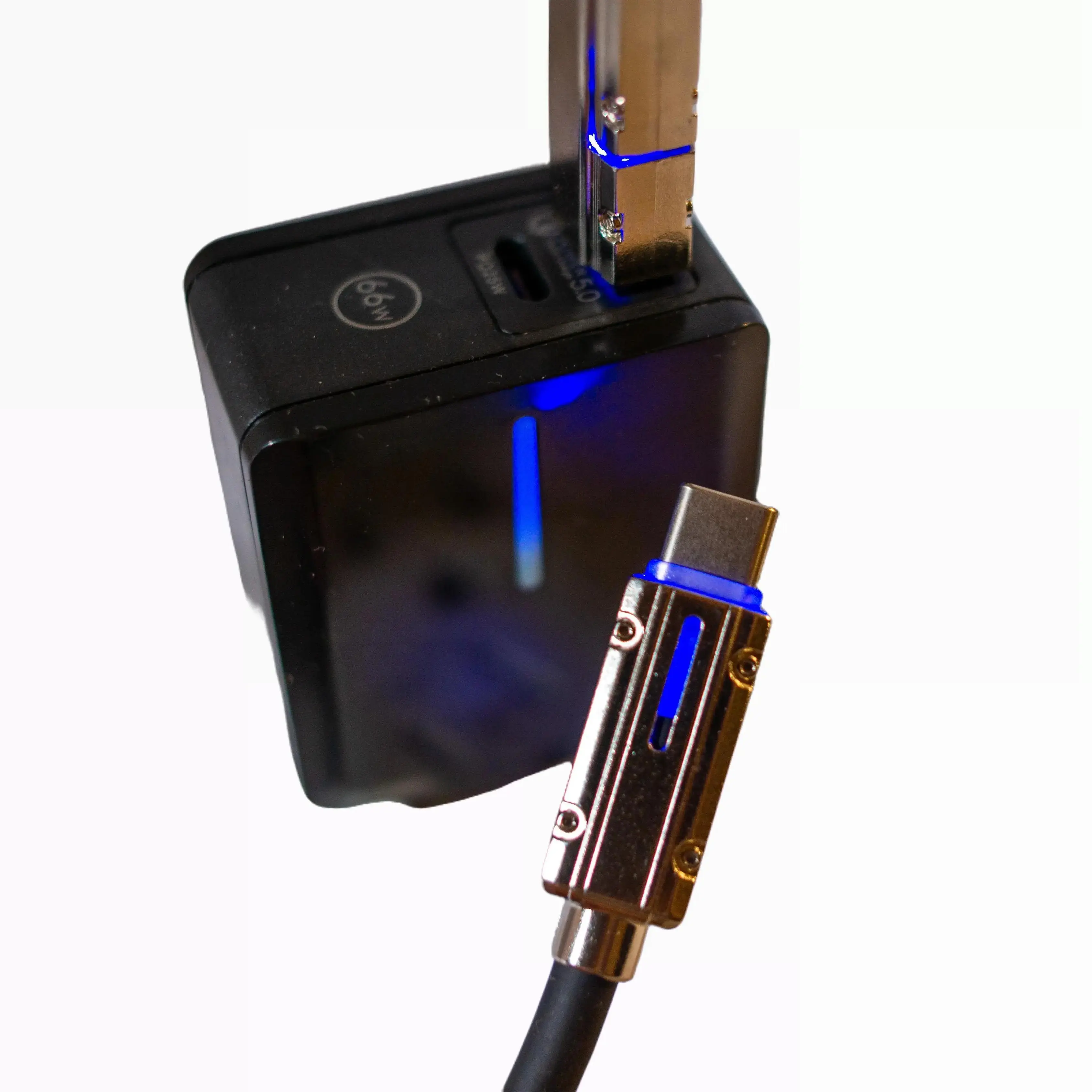 Film Degenerates Chaos Charger - 38W Dual Port Mobile Wall Adapter with USB-C 4-in-1 Durable Metal Device Charging Cable, Detachable Legacy Lightning & USB-A Connectors, Stainless Steel Build, Blue LED Power Indicator, Portable Fast Charging