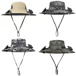 Solar Fan Hat for Men & Women - UPF 50+ Wide Brim Sun Bucket Hat with 2 Cooling Fans | Solar Powered & USB Rechargeable | Waterproof Gardening Hat, Fishing & Hiking Safari Cap | Summer Beach Essentials & Skincare Sun Protection Gift