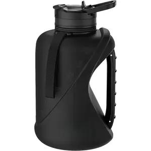 Half Gallon Water Bottle with 2-In-1 Straw Lid,Dishwasher Safe,Easy Clean,BPA-Free,Durable Solid No-Slip Handle for Gym,Work and Outdoor Sport