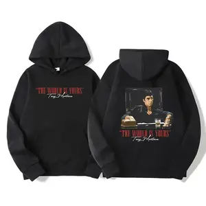 [Sale Up To 40%] 2 Side Classic Scarface Movie Hoodies Men Women Retro Gothic Pullovers Sweatshirts The World Is Your Tony Montana Streetwear