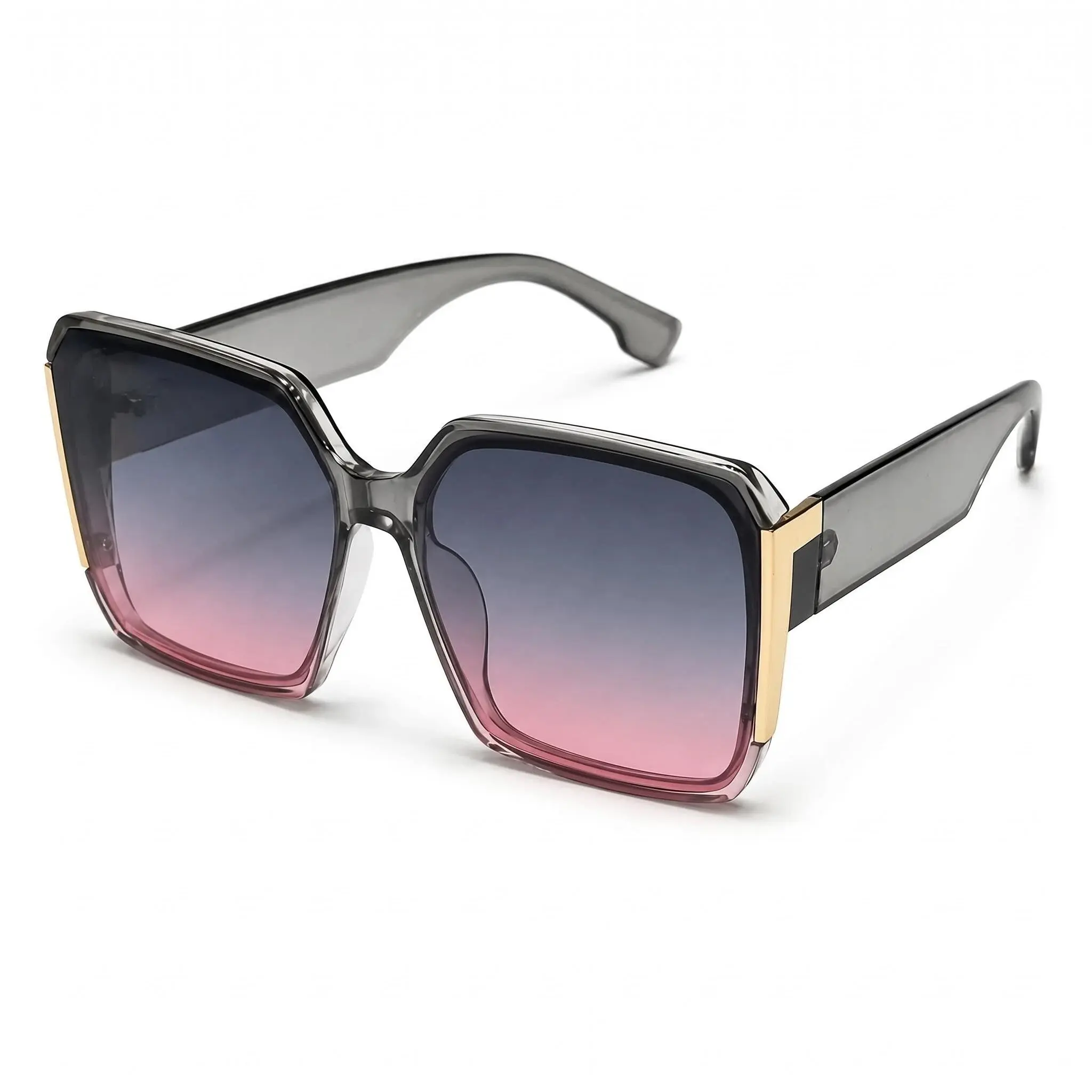 Male Oversized Polarized UV400 Rectangle Sunglasses - Big Black Frame with Gold Accent for Boating, Driving - Christmas, Father's Day Sports & Outdoor Golf Accessories, Anniversaries, Beach