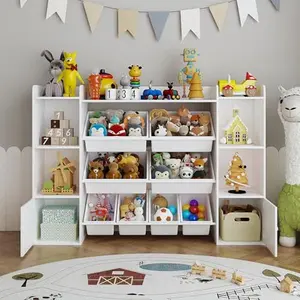 GAOMON Kids Toy Storage Organizer w/8 Removable Toy Bins, Kid Bookshelf and Toy Storage w/2 Storage Cubbies Playroom Organization and Storage Bins for Playroom, Bedroom, Kids Room, Classroom