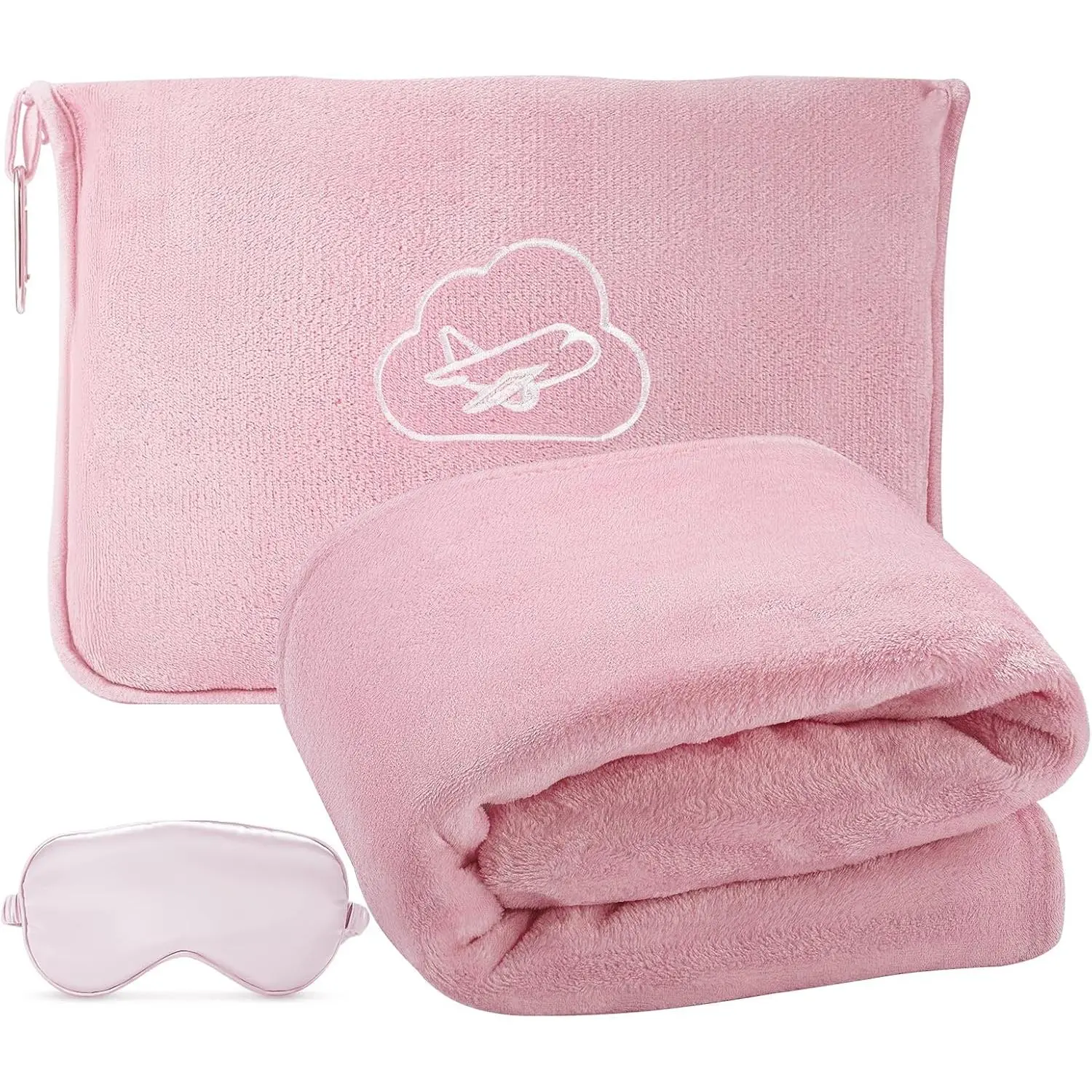 Travel Blanket, Airplane Blanket with Bag, Ultra-Soft, Warm & Lightweight, 65x40 in, Outdoor Blanket Essentials for Women, Men & , Included Eye Mask, Luggage Sleeve & Backpack Clip