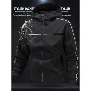 Men's Waterproof Hooded Jacket, Lightweight Breathable Urban Functional Style, All-Weather Protection, Daily Commute Outdoor Casual Coat