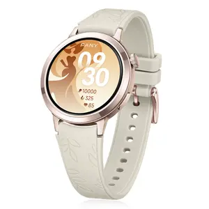 Fany Women's Luna Wearable Smartwatch - AMOLED Display, 110+ Sport Modes, Fitness Tracker with Heart Rate/Sleep/SpO2 Monitoring, 7-Day Battery, Water Resistant, Free App, Ultra-Sleek Lightweight Round Wristwatch Wearable Smartphone